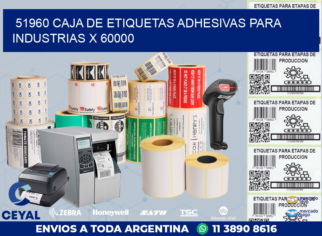 51960 CAJA DE ETIQUETAS ADHESIVAS PARA INDUSTRIAS X 60000