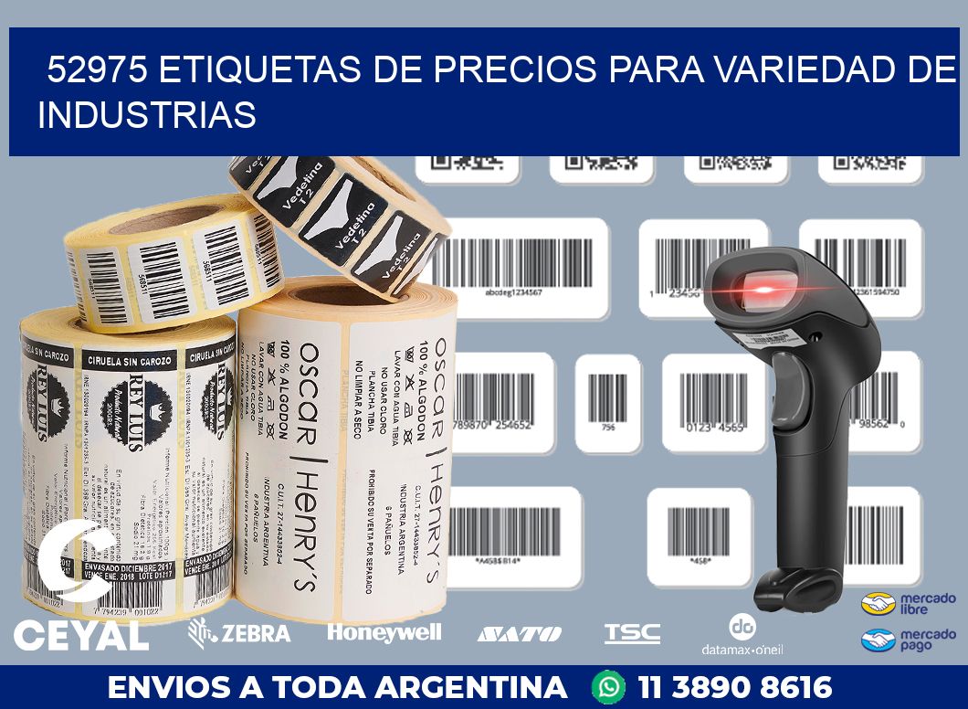 52975 ETIQUETAS DE PRECIOS PARA VARIEDAD DE INDUSTRIAS