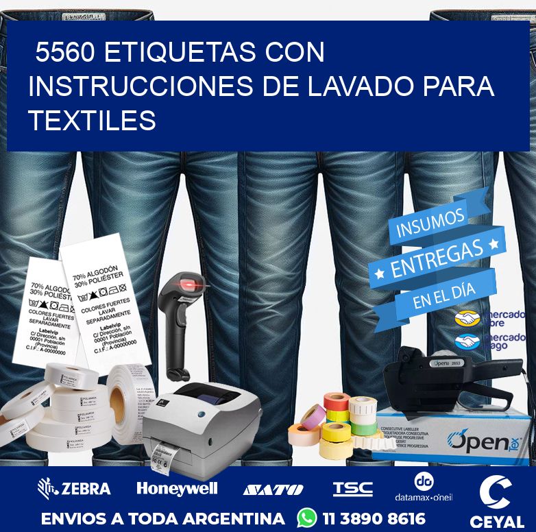 5560 ETIQUETAS CON INSTRUCCIONES DE LAVADO PARA TEXTILES