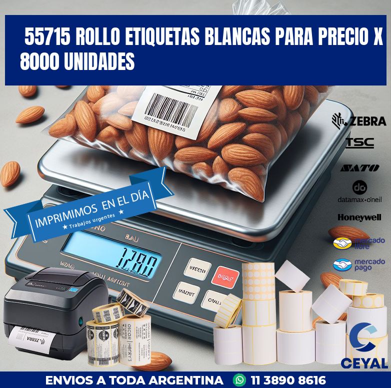 55715 ROLLO ETIQUETAS BLANCAS PARA PRECIO X 8000 UNIDADES