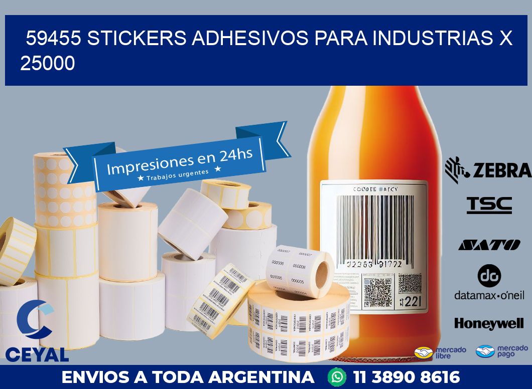 59455 STICKERS ADHESIVOS PARA INDUSTRIAS X 25000