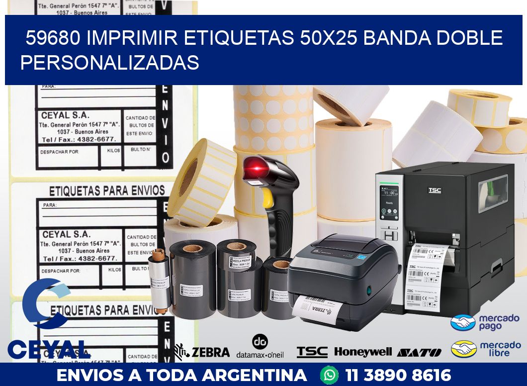 59680 IMPRIMIR ETIQUETAS 50X25 BANDA DOBLE PERSONALIZADAS