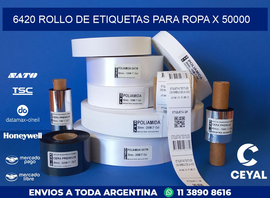 6420 ROLLO DE ETIQUETAS PARA ROPA X 50000