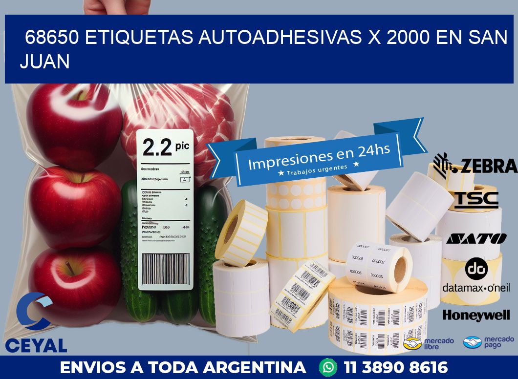 68650 ETIQUETAS AUTOADHESIVAS X 2000 EN SAN JUAN