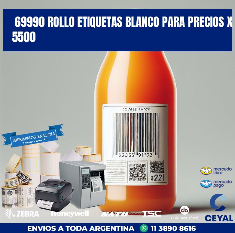 69990 ROLLO ETIQUETAS BLANCO PARA PRECIOS X 5500