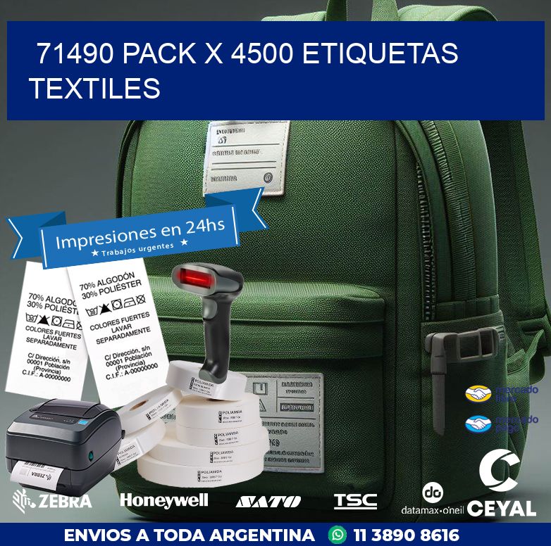 71490 PACK X 4500 ETIQUETAS TEXTILES