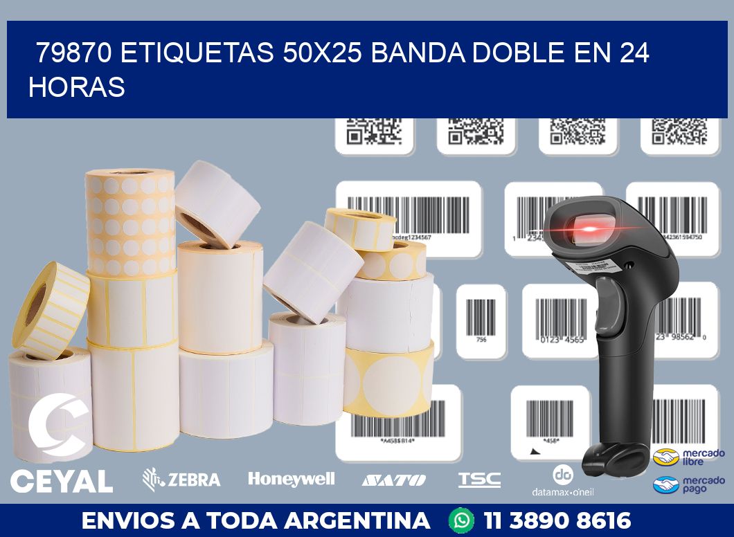 79870 ETIQUETAS 50X25 BANDA DOBLE EN 24 HORAS