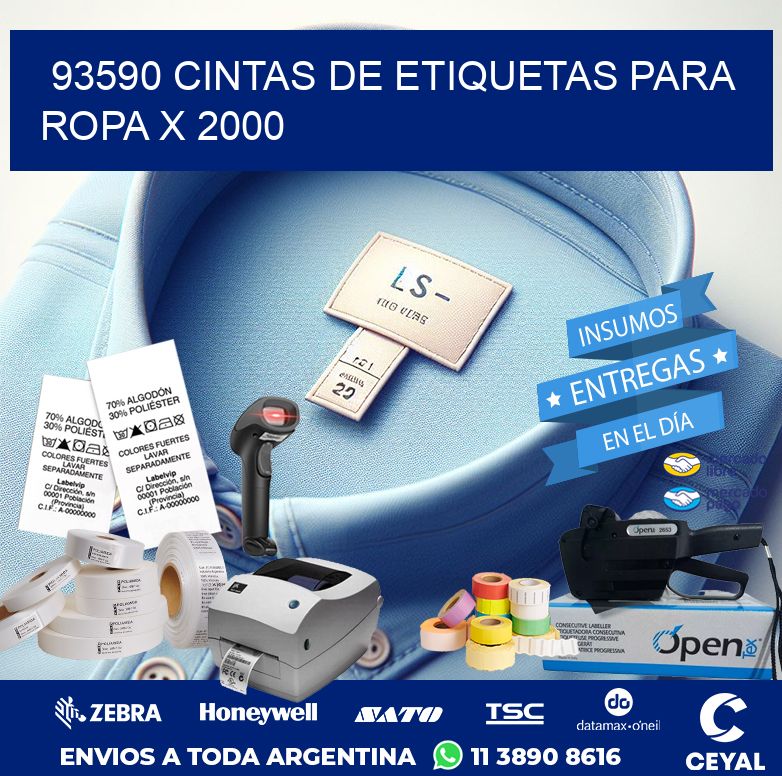 93590 CINTAS DE ETIQUETAS PARA ROPA X 2000