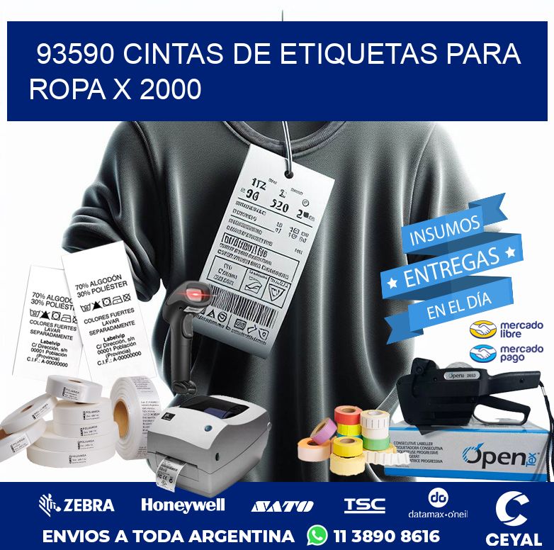 93590 CINTAS DE ETIQUETAS PARA ROPA X 2000