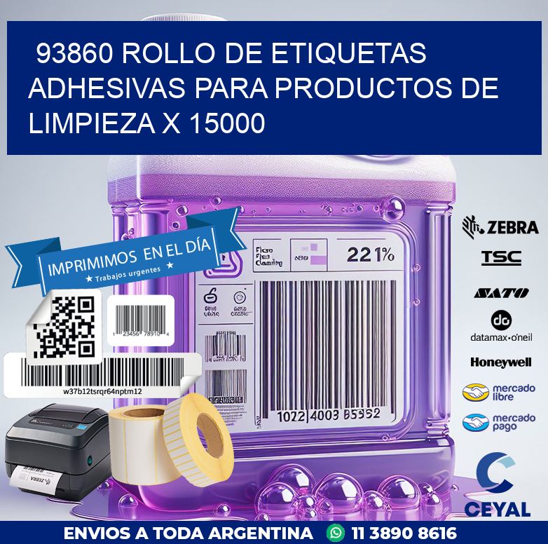 93860 ROLLO DE ETIQUETAS ADHESIVAS PARA PRODUCTOS DE LIMPIEZA X 15000
