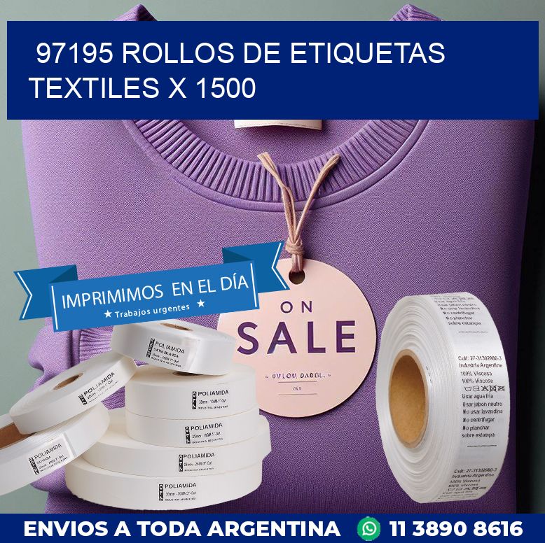97195 ROLLOS DE ETIQUETAS TEXTILES X 1500