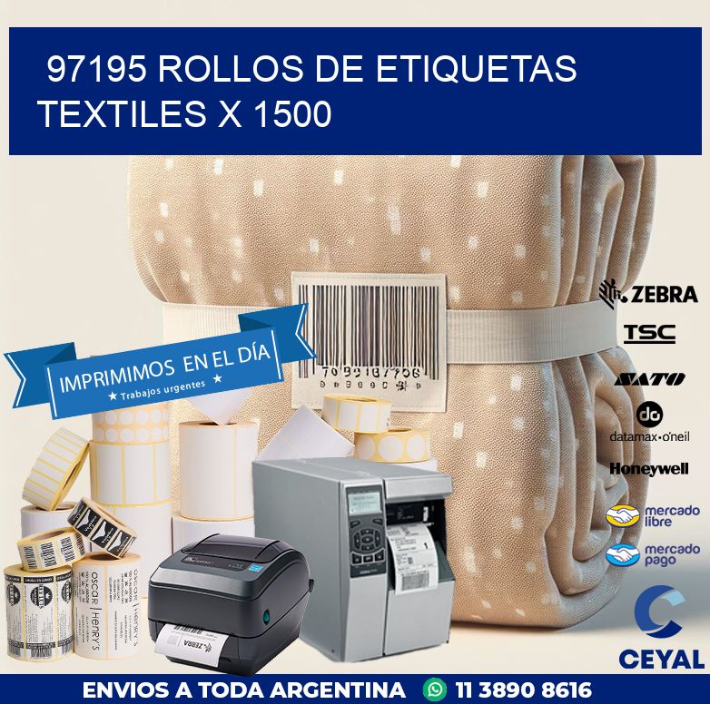 97195 ROLLOS DE ETIQUETAS TEXTILES X 1500
