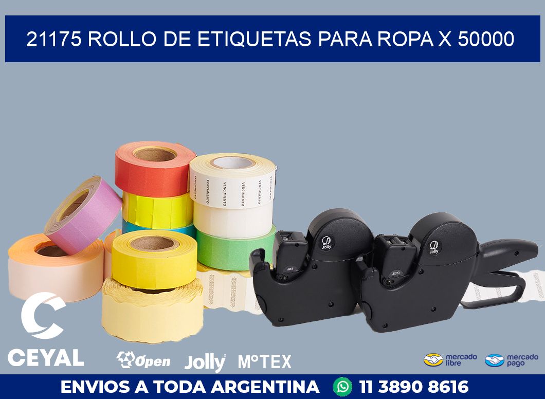 21175 ROLLO DE ETIQUETAS PARA ROPA X 50000