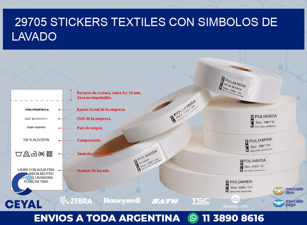 29705 STICKERS TEXTILES CON SIMBOLOS DE LAVADO