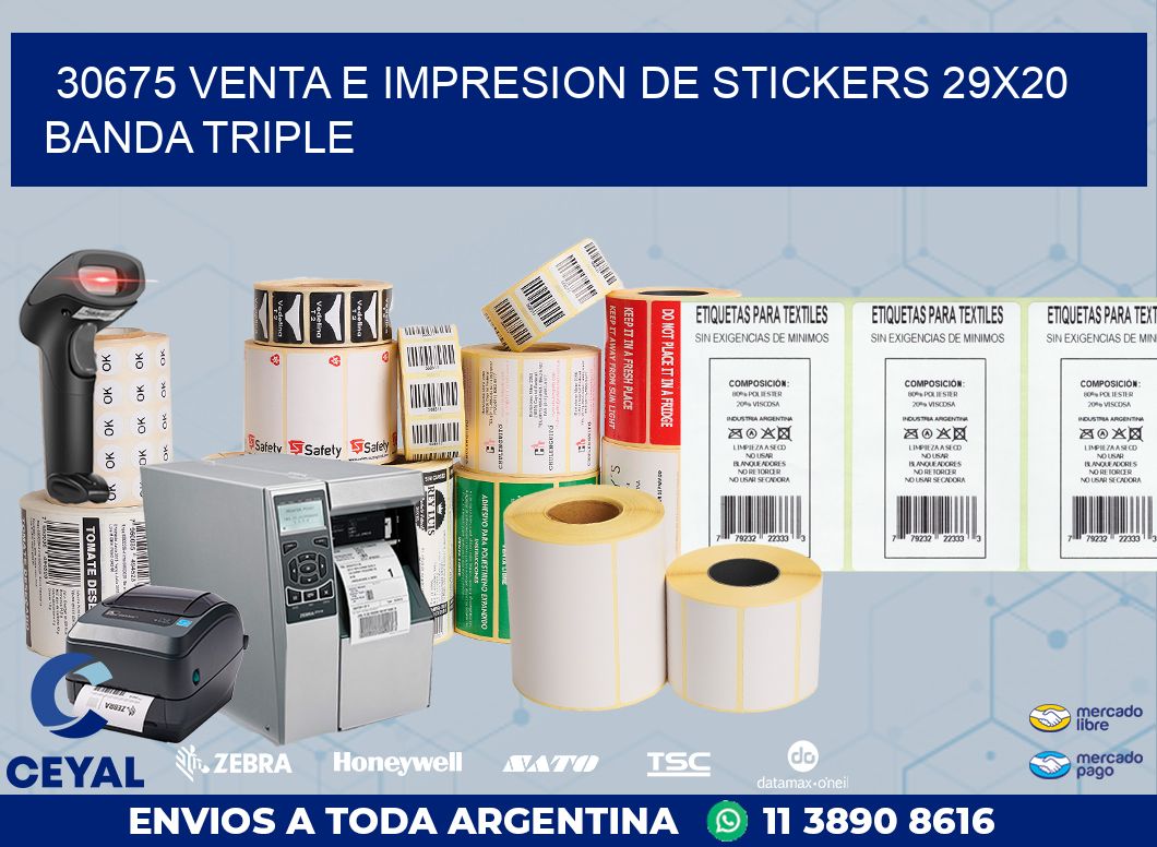 30675 VENTA E IMPRESION DE STICKERS 29X20 BANDA TRIPLE