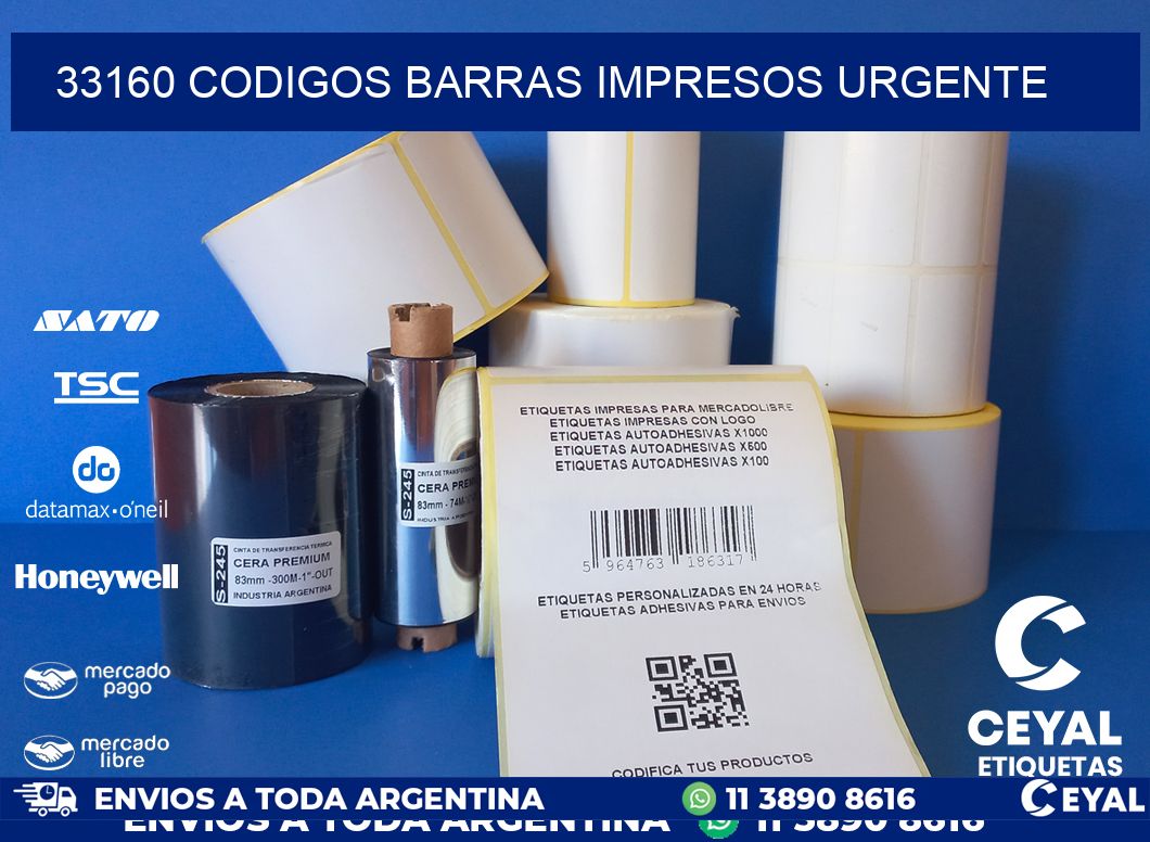 33160 CODIGOS BARRAS IMPRESOS URGENTE