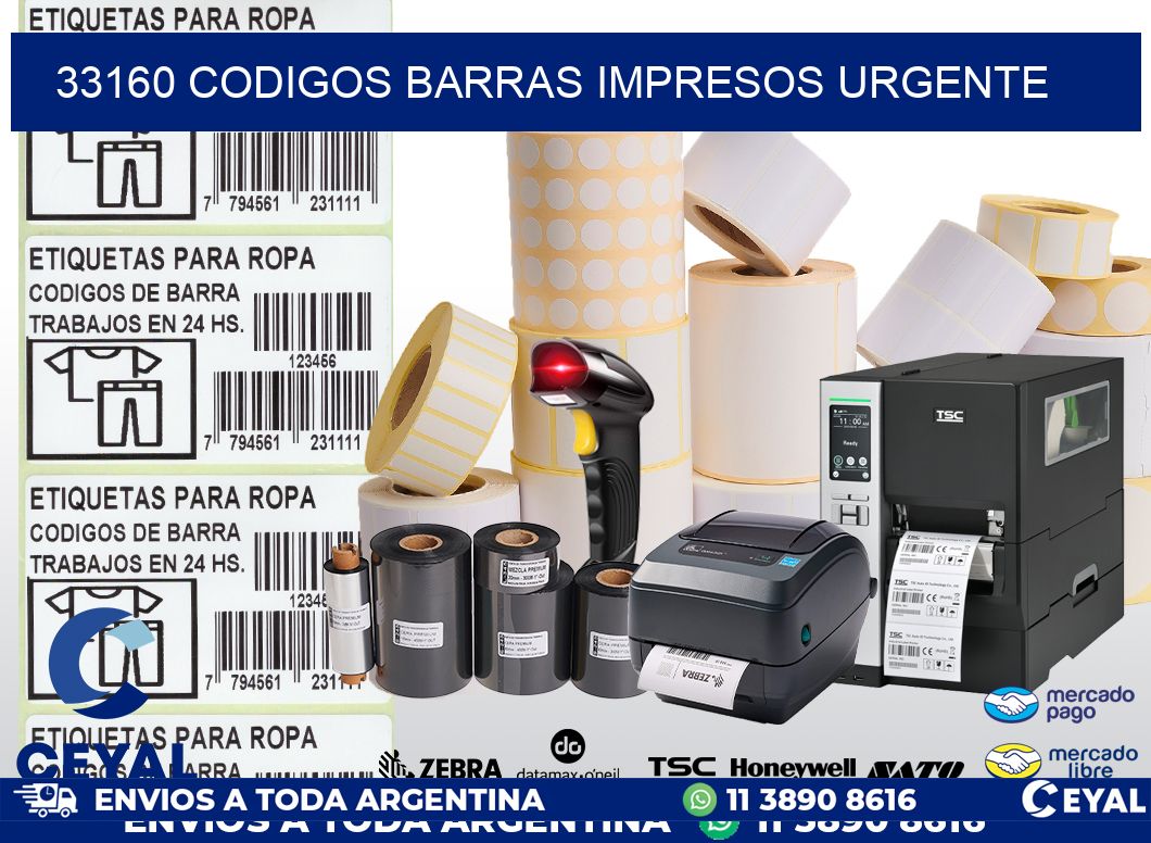 33160 CODIGOS BARRAS IMPRESOS URGENTE