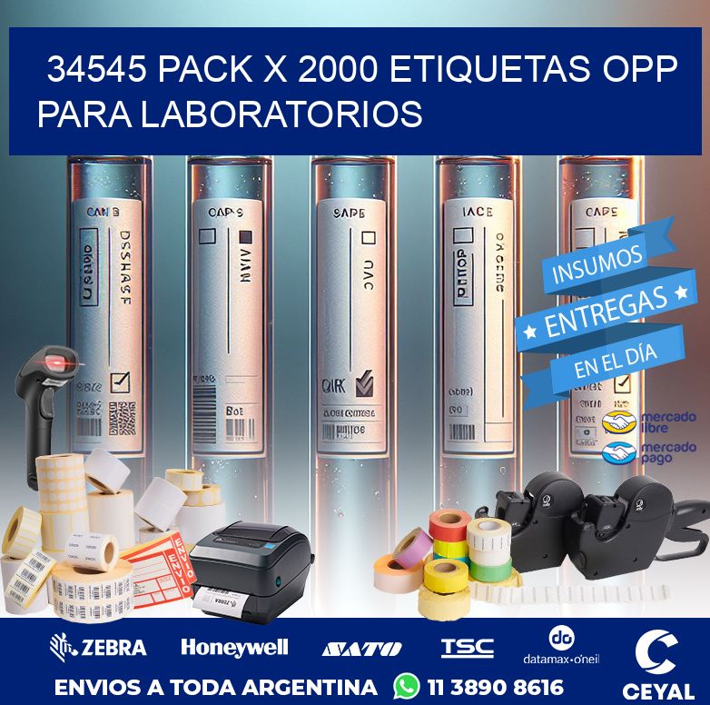 34545 PACK X 2000 ETIQUETAS OPP PARA LABORATORIOS