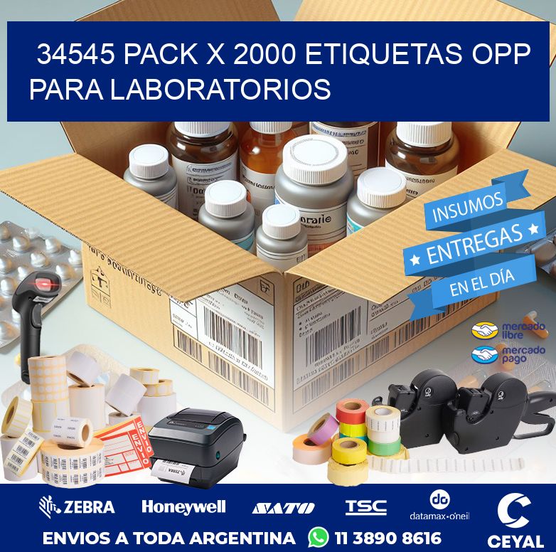 34545 PACK X 2000 ETIQUETAS OPP PARA LABORATORIOS