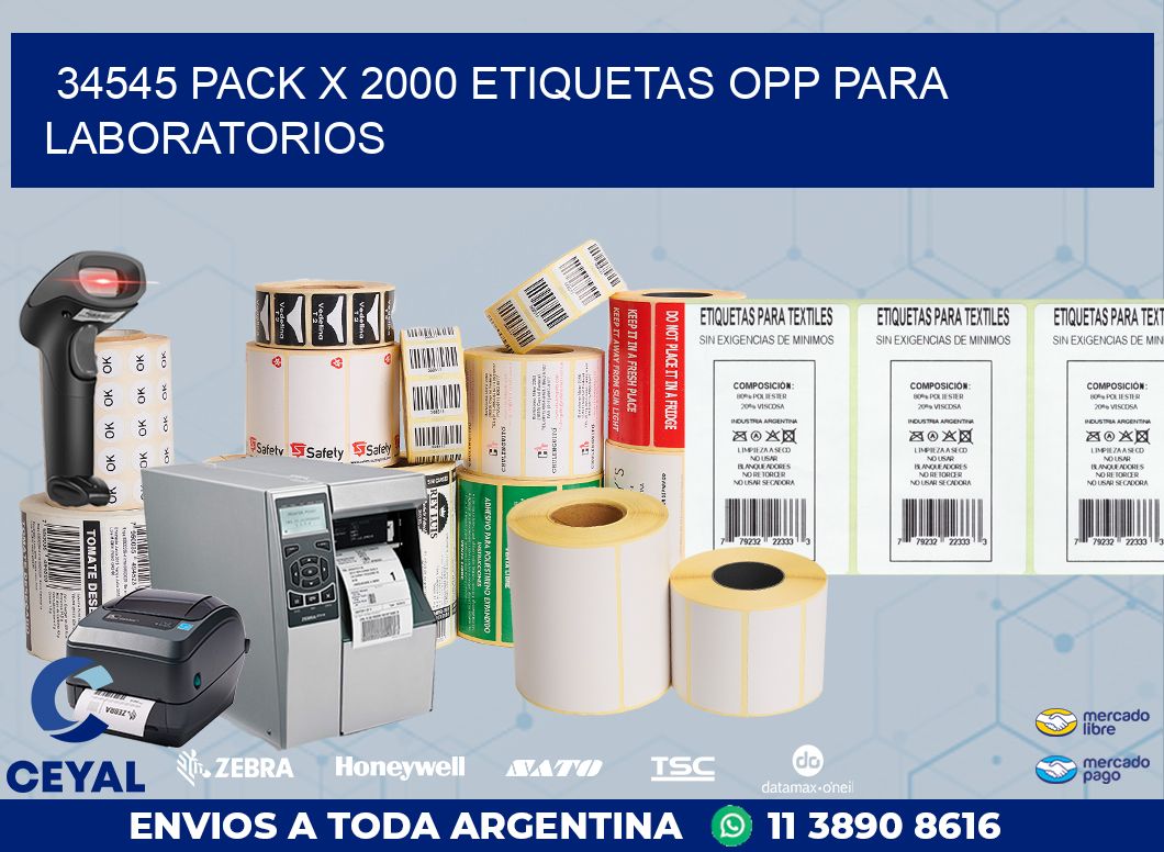 34545 PACK X 2000 ETIQUETAS OPP PARA LABORATORIOS
