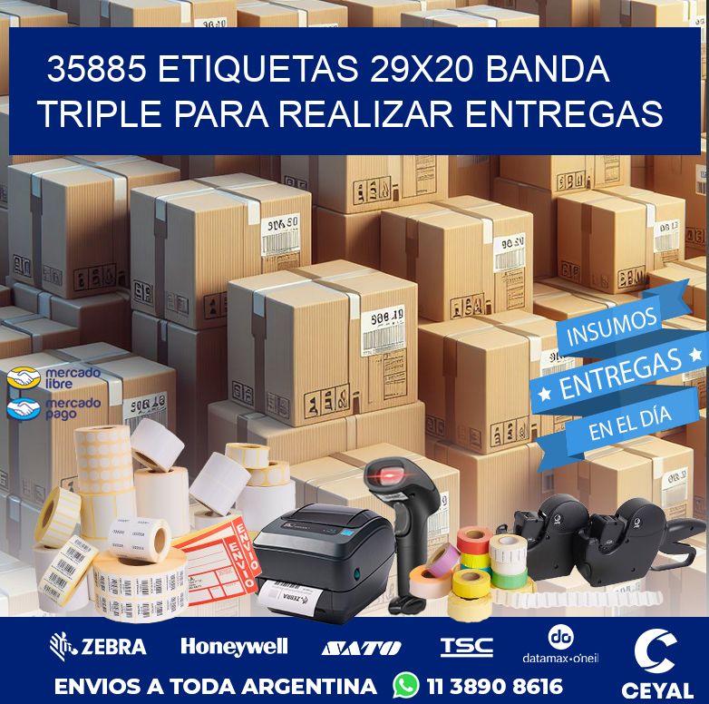 35885 ETIQUETAS 29X20 BANDA TRIPLE PARA REALIZAR ENTREGAS