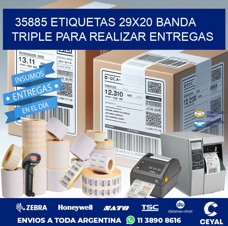 35885 ETIQUETAS 29X20 BANDA TRIPLE PARA REALIZAR ENTREGAS