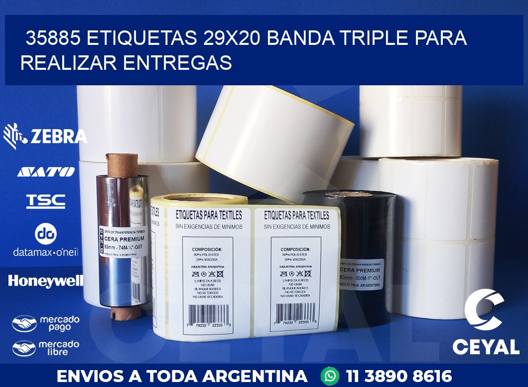 35885 ETIQUETAS 29X20 BANDA TRIPLE PARA REALIZAR ENTREGAS