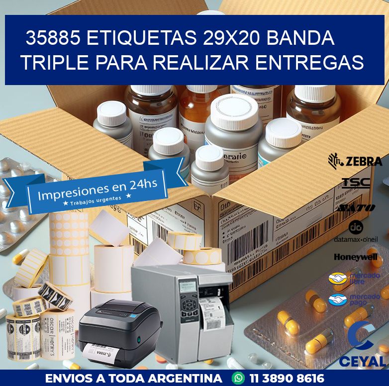 35885 ETIQUETAS 29X20 BANDA TRIPLE PARA REALIZAR ENTREGAS