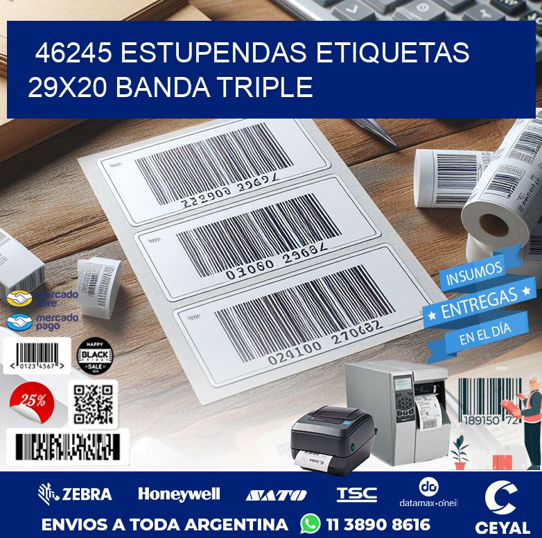 46245 ESTUPENDAS ETIQUETAS 29X20 BANDA TRIPLE