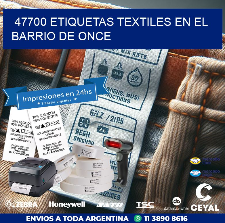 47700 ETIQUETAS TEXTILES EN EL BARRIO DE ONCE