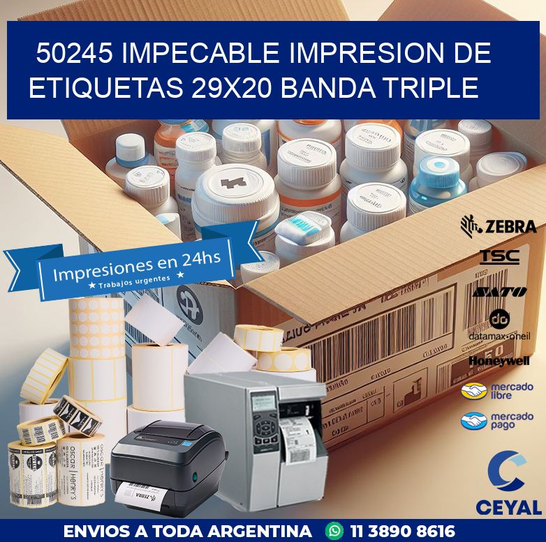 50245 IMPECABLE IMPRESION DE ETIQUETAS 29X20 BANDA TRIPLE