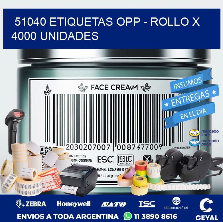 51040 ETIQUETAS OPP - ROLLO X 4000 UNIDADES