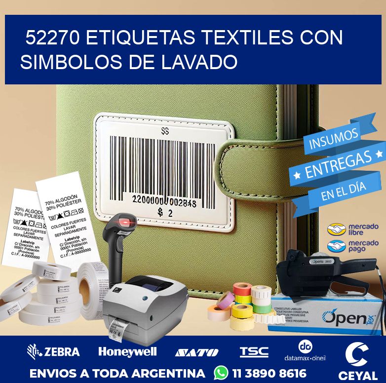 52270 ETIQUETAS TEXTILES CON SIMBOLOS DE LAVADO