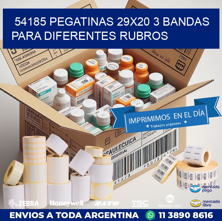 54185 PEGATINAS 29X20 3 BANDAS PARA DIFERENTES RUBROS
