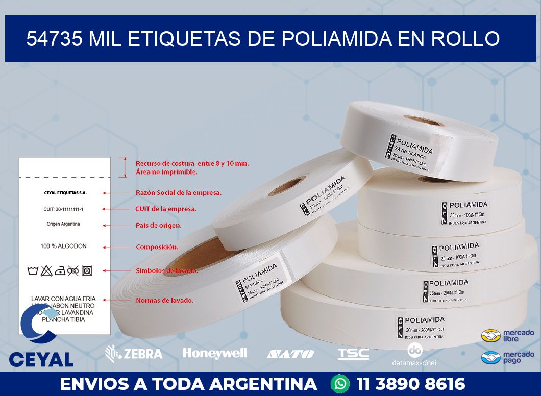 54735 MIL ETIQUETAS DE POLIAMIDA EN ROLLO