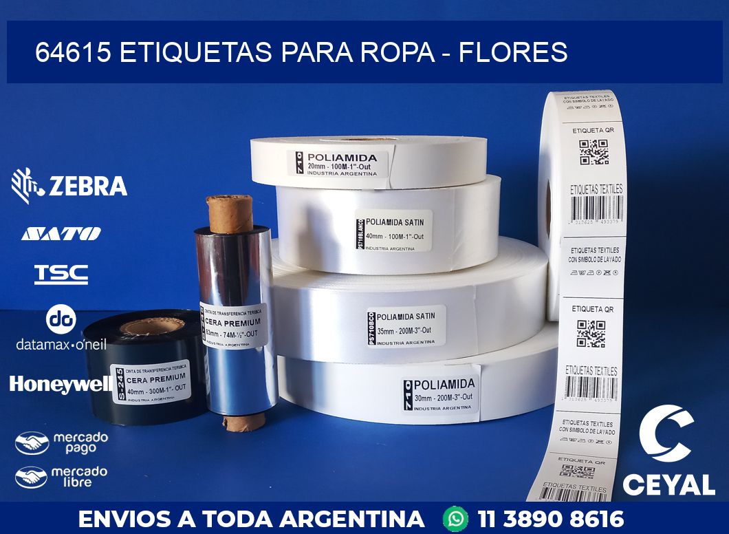 64615 ETIQUETAS PARA ROPA - FLORES