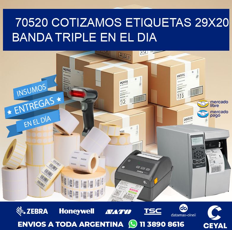 70520 COTIZAMOS ETIQUETAS 29X20 BANDA TRIPLE EN EL DIA