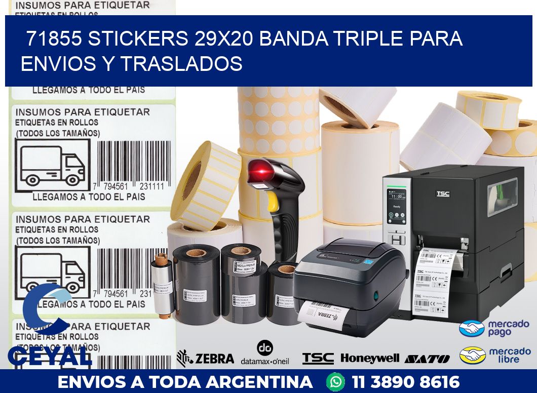 71855 STICKERS 29X20 BANDA TRIPLE PARA ENVIOS Y TRASLADOS