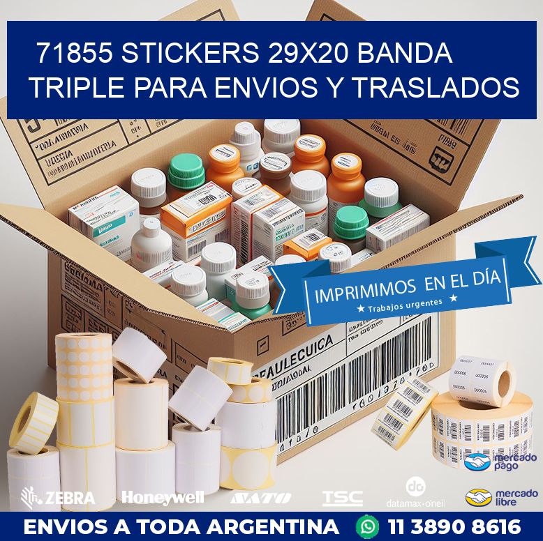 71855 STICKERS 29X20 BANDA TRIPLE PARA ENVIOS Y TRASLADOS