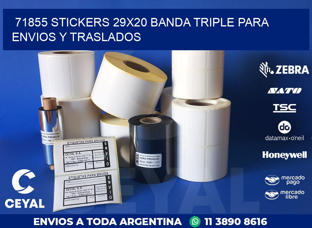 71855 STICKERS 29X20 BANDA TRIPLE PARA ENVIOS Y TRASLADOS