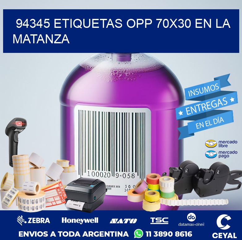 94345 ETIQUETAS OPP 70X30 EN LA MATANZA