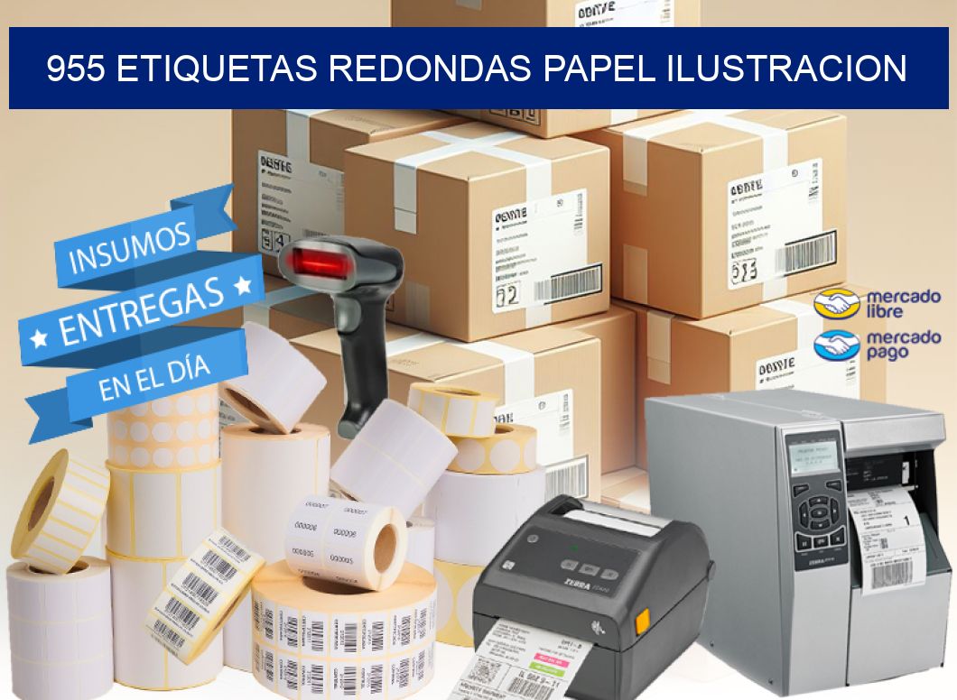 955 ETIQUETAS REDONDAS PAPEL ILUSTRACION