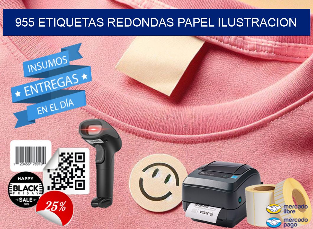 955 ETIQUETAS REDONDAS PAPEL ILUSTRACION