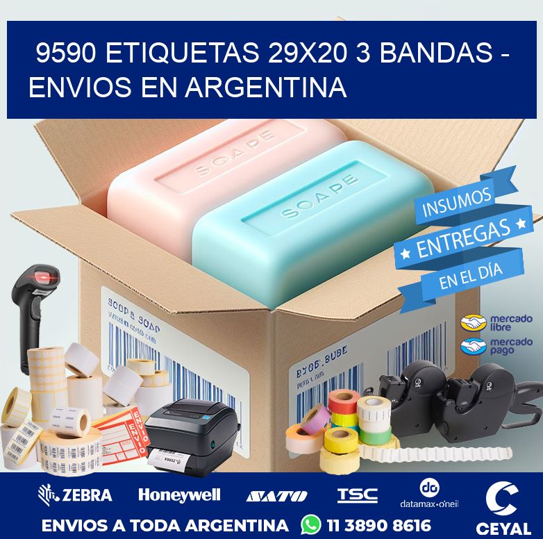 9590 ETIQUETAS 29X20 3 BANDAS - ENVIOS EN ARGENTINA