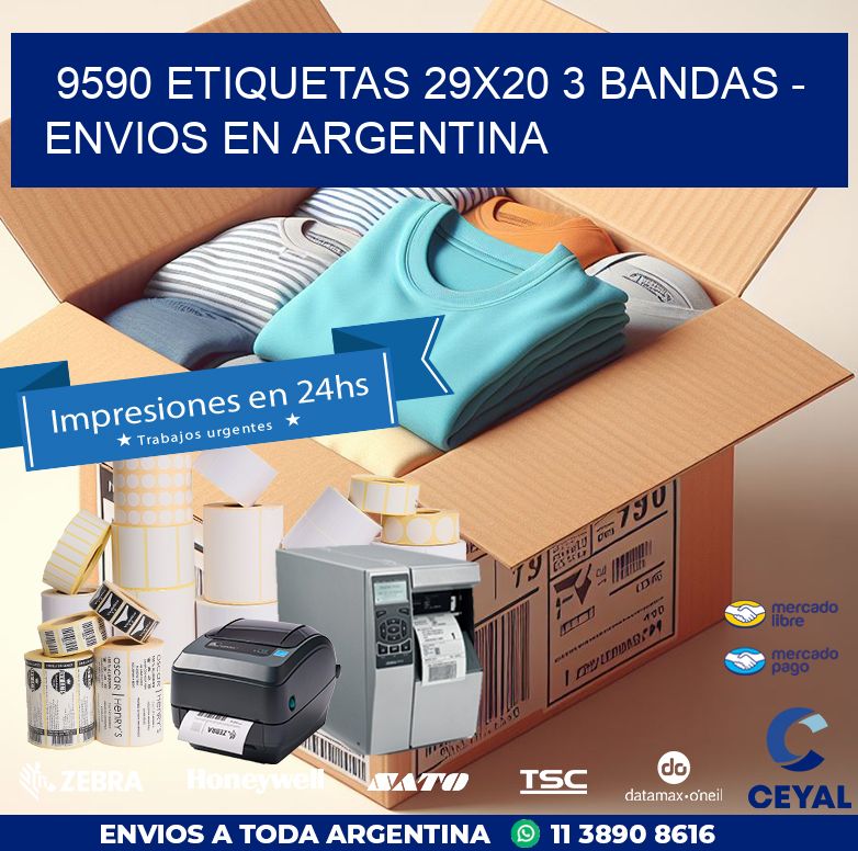 9590 ETIQUETAS 29X20 3 BANDAS - ENVIOS EN ARGENTINA