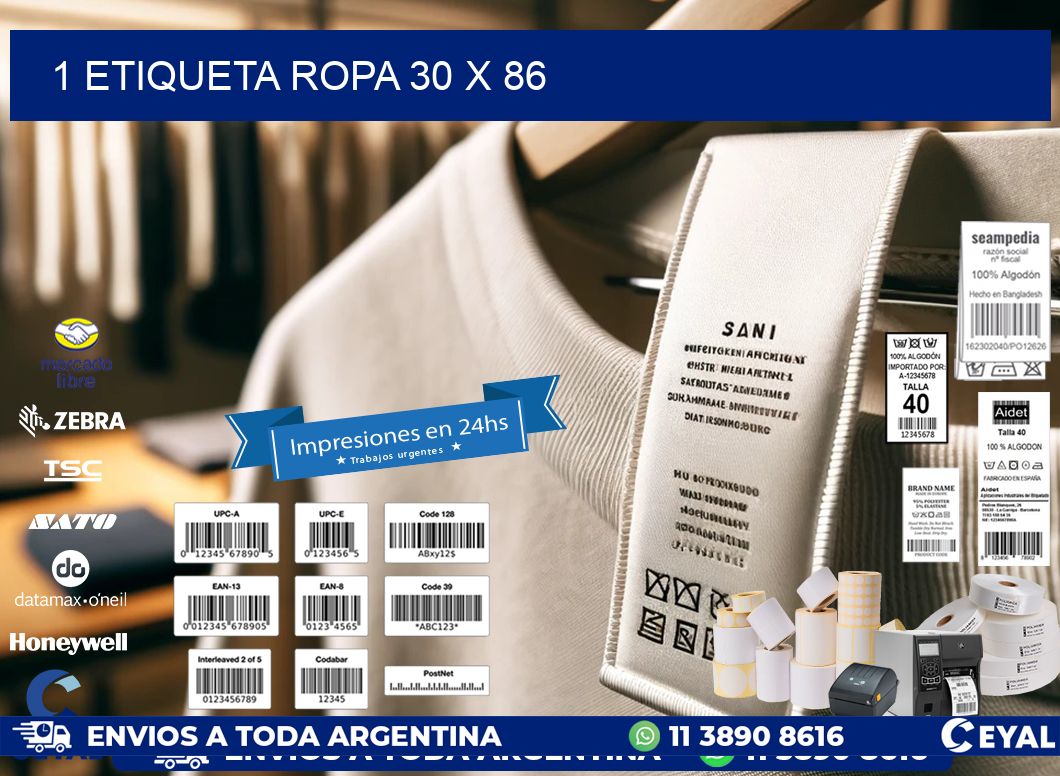 1 ETIQUETA ROPA 30 x 86