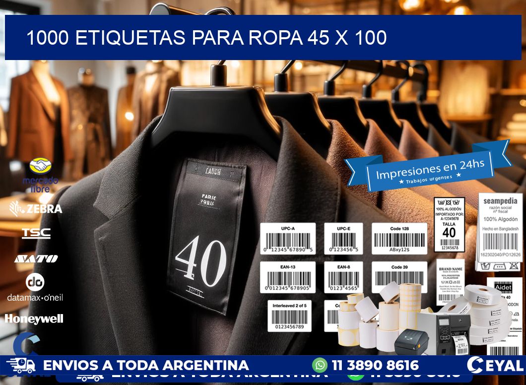 1000 ETIQUETAS PARA ROPA 45 x 100