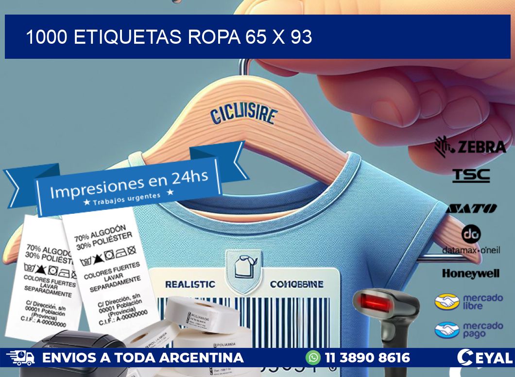 1000 ETIQUETAS ROPA 65 x 93