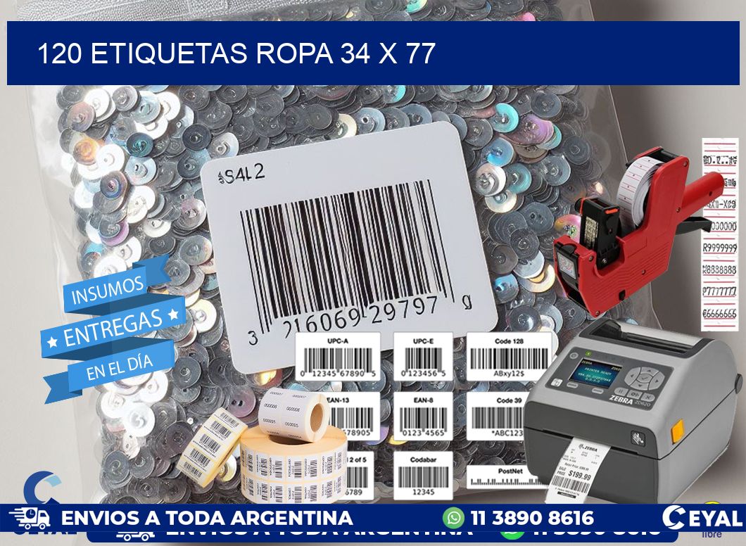 120 ETIQUETAS ROPA 34 x 77