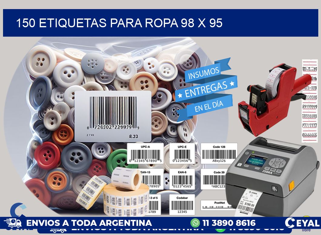 150 ETIQUETAS PARA ROPA 98 x 95